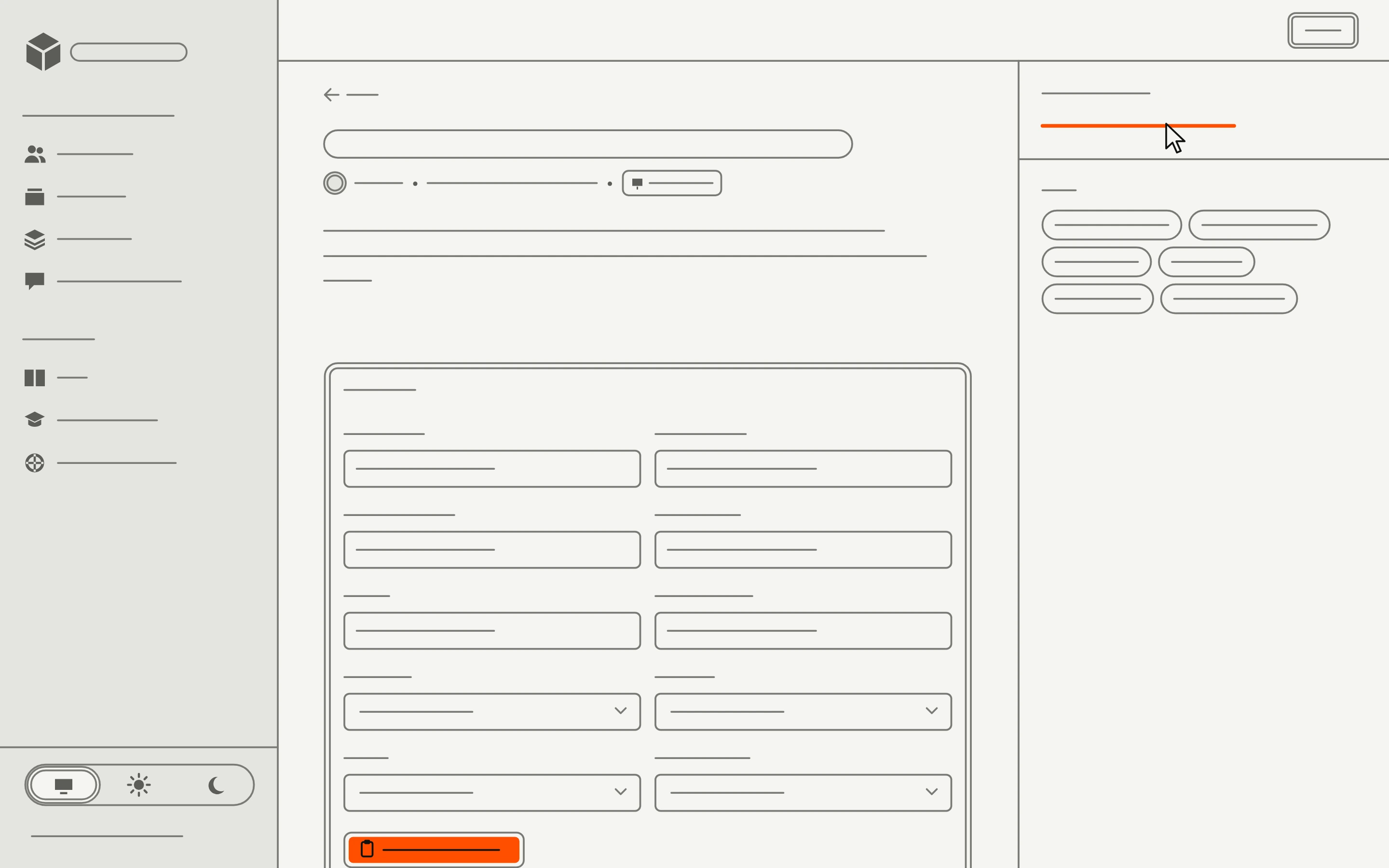 A wireframe of the prompt page: the sidebar, the title and tags, and the prompt box with its copy button.